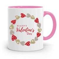 Kubek Różowy Na Walentynki Happy Valentine's Day Z Nadrukiem Ze Zdjęciem