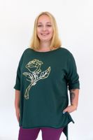 Butelkowa Zieleń Laserowo Cięta Koszulka ze Złotą Różą UNI MAŁY