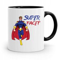 Kubek Prezent Czarny Dla Chłopaka Super Facet Z Nadrukiem Ze Zdjęciem