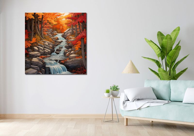 Obraz 100x100cm Jesienne Wodospady zdjęcie 2