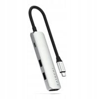 Hub USB Satechi 4-in-1 USB-C Slim Multiport Adapter 4K USB-C, srebrny