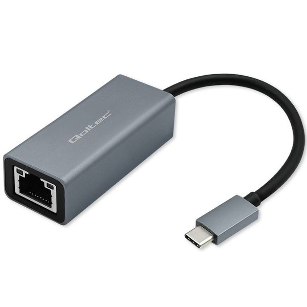 Qoltec Adapter USB-C na RJ45 Ethernet | 1000Mb/s | Aluminiowa obudowa zdjęcie 1