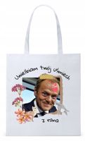 Donald Tusk Platforma Torba Eco Biała Shopper Z Nadrukiem Ze Zdjęciem
