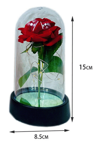 Wieczna róża kwiat czerwona dekoracyjna na prezent w kopule z lampkami LED na Arena.pl