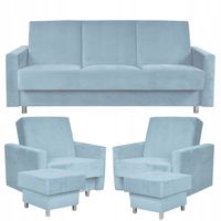 Zestaw mebli wypoczynkowy Alicja wersalka kanapa fotele pufy