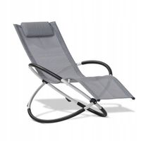 Wygodny Aluminiowy SKŁADANY Fotel LEŻAK Ogrodowy Plażowy BUJANY Jasny Szary