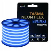Taśma LED Neon LED Flex Jednostronny 230V 8W Niebieski Wodoodporny Zewnętrz