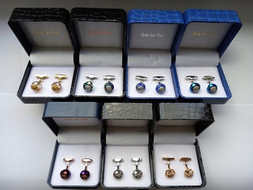 Spinki do mankietów EXC Złote Ślubne pozłacane masa perłowa w pięknym Etui na Arena.pl