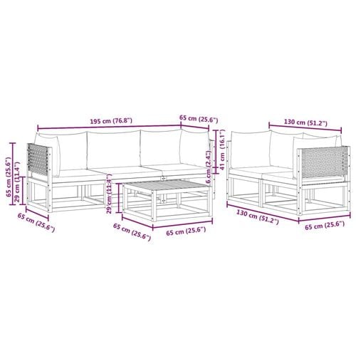 6-częściowy zestaw wypoczynkowy do ogrodu z poduszkami, drewno akacjowe i r na Arena.pl