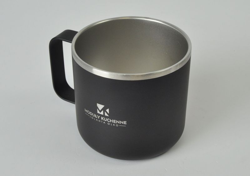 Kubek ze stali nierdz. logo, grawer 350 ml 10szt. 8,5 cm x 8 cm czarny zdjęcie 2