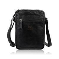 saszetka męska skórzana czarna na ramię washed leather paolo peruzzi