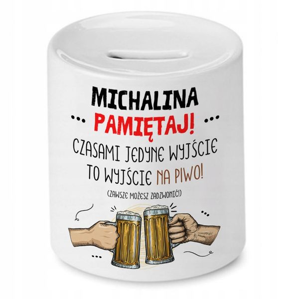 Skarbonka Dla Michaliny Na Urodziny Prezent Z Nadrukiem Ze Zdjęciem zdjęcie 1