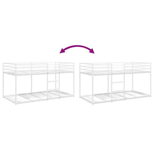 Łóżko piętrowe bez materaca, białe, 75x190 cm, stal na Arena.pl