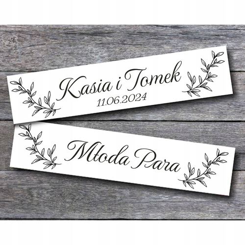 Tablice samochodowe na wesele 50x11cm złote czarne napisy ŚLUB WESELE WZORY na Arena.pl