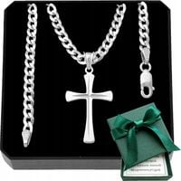 Łańcuszek srebrny męski 925 zestaw pancerka 4 mm 50 cm z zawieszką krzyż
