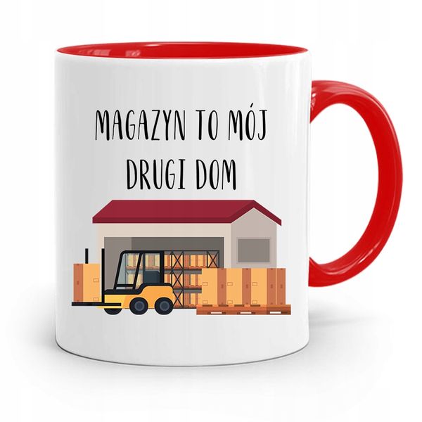 Kubek Czerwony Dla Magazyniera To Mój Drugi Dom Z Nadrukiem Ze Zdjęciem zdjęcie 1
