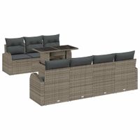 Zestaw Sof na Ogród 8 pcs Szary 100 x 55 x 73 cm Polirattan
