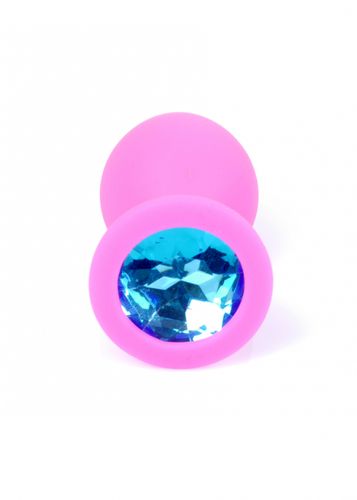 plug jewellery pink silicon plug medium  light blue diamond na Arena.pl