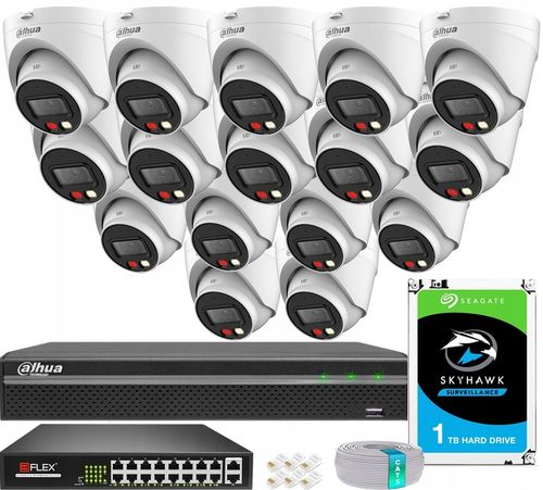 Zestaw Monitoringu DAHUA 16 Kamer 4MPx 2K+ Dual Light 30m Zewnętrzny PoE na Arena.pl