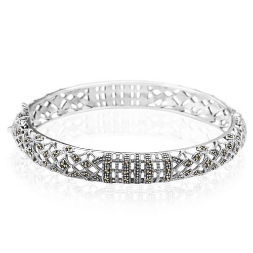 srebrna piękna ażurowa bransoletka typu bangle - bdm3227 na Arena.pl