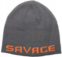 2 x CZAPKA SAVAGE GEAR ZIMOWA LOGO BEANIE GREY ORANGE