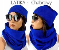 POLSKI KOMPLET CZAPKA + DUŻY KOMIN CIEPŁY - KOLORY