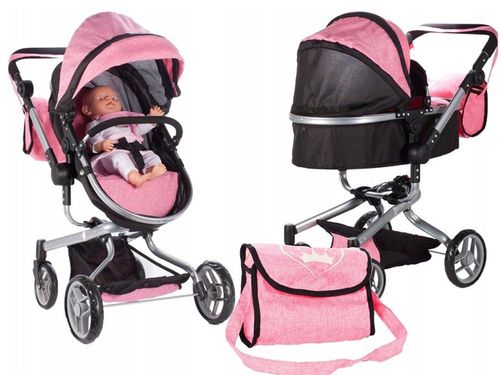 WÓZEK 2W1 GŁĘBOKI SPACERÓWKA DLA LALEK GONDOLA Składany + TORBA na Arena.pl