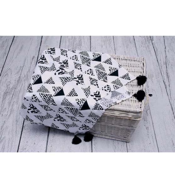 Otulacz bawełniany z pomponikami Aztecki zdjęcie 2