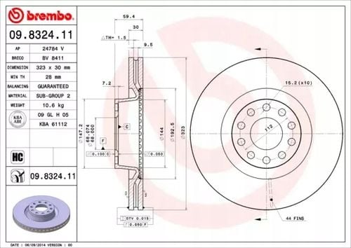 TARCZA HAM PRZOD 323X30 V BREMBO na Arena.pl