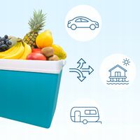 LODÓWKA TURYSTYCZNA 35L TURKUSOWA na WKŁADY MROŻĄCE do auta KAMPERA łodzi