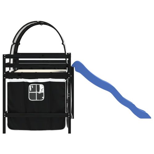 Dziecięce łóżko na antresoli, z tunelem, biało-czarne, 80x200cm na Arena.pl