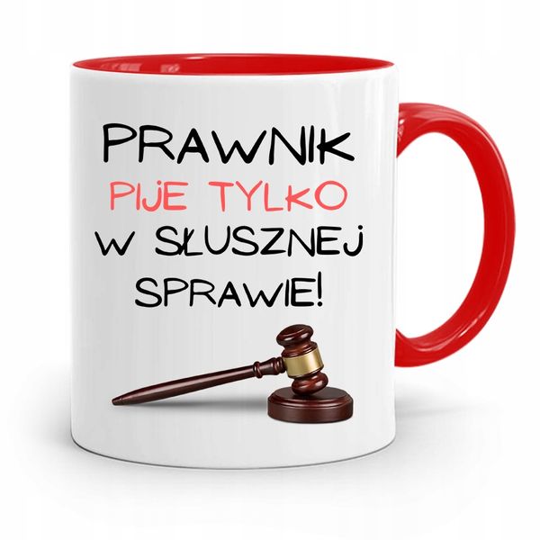 Kubek Czerwony Prawnika Pije W Słusznej Sprawie Z Nadrukiem Ze Zdjęciem zdjęcie 1
