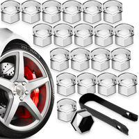 ZAŚLEPKI KAPSLE NAKŁADKI NA ŚRUBY DO KÓŁ FELG 17mm + ŚCIĄGACZ audi vw opel