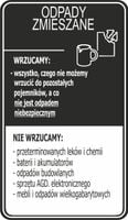 NAKLEJKI segregacja śmieci KOSZ ODPADY ZMIESZANE