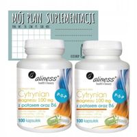 Aliness Zestaw 2 x Cytrynian Magnezu z Potasem i Witaminą B6 + GRATIS!