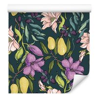 Tapeta kwiaty owoce śliwki gruszki do sypialni