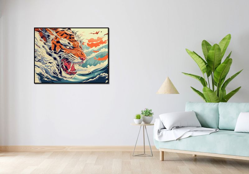 Plakat 100x75cm Tygrys Na Fali zdjęcie 4