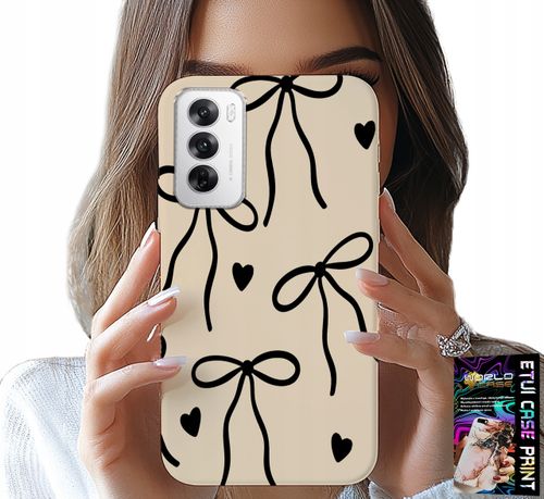 ETUI DO OPPO RENO12 5G - BEŻOWE KOKARDKI WSTĄŻKA MODNE WZORY na Arena.pl