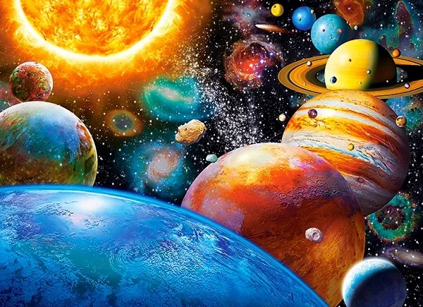 Puzzle 300 elementów. Planety i ich księżyc zdjęcie 2