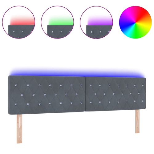 Wezgłowie LED Ze LED Lights Argyle ciemno szary 90 cm Aksamit na Arena.pl