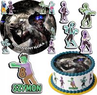 ZESTAW OPŁATEK NA TORT 20CM + 17 POSTACI - ZOMBIE + IMIĘ 15CM 18CM