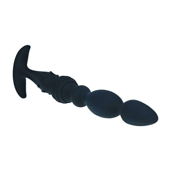 Multi Textured Silicone Flared Anal Probe - Black zdjęcie 4
