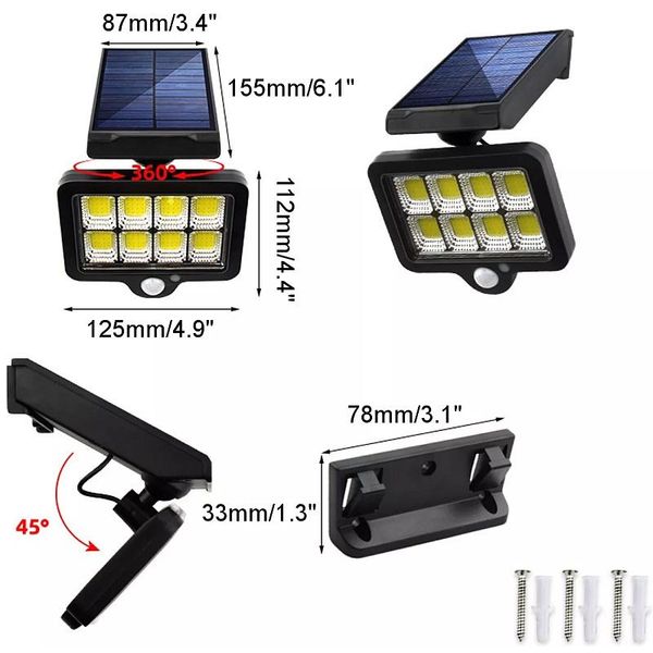 Halogen solarny 4 x Cob czujka ruchu i zmierzchu zdjęcie 5