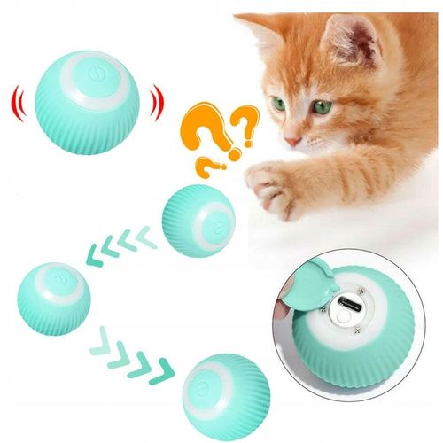 INTERAKTYWNA UCIEKAJĄCA PIŁKA DLA KOTA PSA ZABAWKA ELEKTRYCZNA NIEBIESKA na Arena.pl