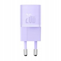 ŁADOWARKA SIECIOWA BASEUS GAN5 20W USB-C FIOLETOWA DO SMARTFONÓW I TABLETÓW