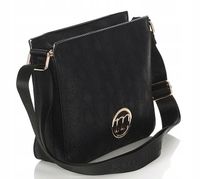 MONNARI Czarna torebka listonoszka Wąż Logo Długi pasek