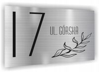 Tabliczka Tablica ADRESOWA SREBRNA DIBOND 30x20 numer domu ulica KWIATY