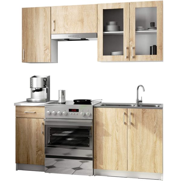 Szafka kuchenna LIMA witryna wisząca 80 cm H720 - biała dąb sonoma zdjęcie 4