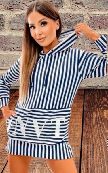 BLUZA z kapturem W PASKI CLASSIC COLLECTION Z printem r.XL (42) zdjęcie 3