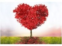 OBRAZ DRUK RED TREE OF LOVE CZERWONE DRZEWO